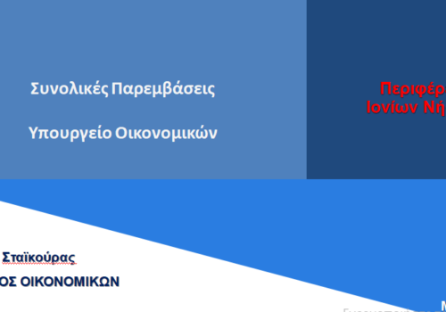 Τηλεδιάσκεψη του ΥπΟικ με εκπροσώπους της Τοπ. Αυτοδιοίκησης και Παραγωγικoύς Φορείς της Π. Ιονίων Νήσων | 26.3.2021